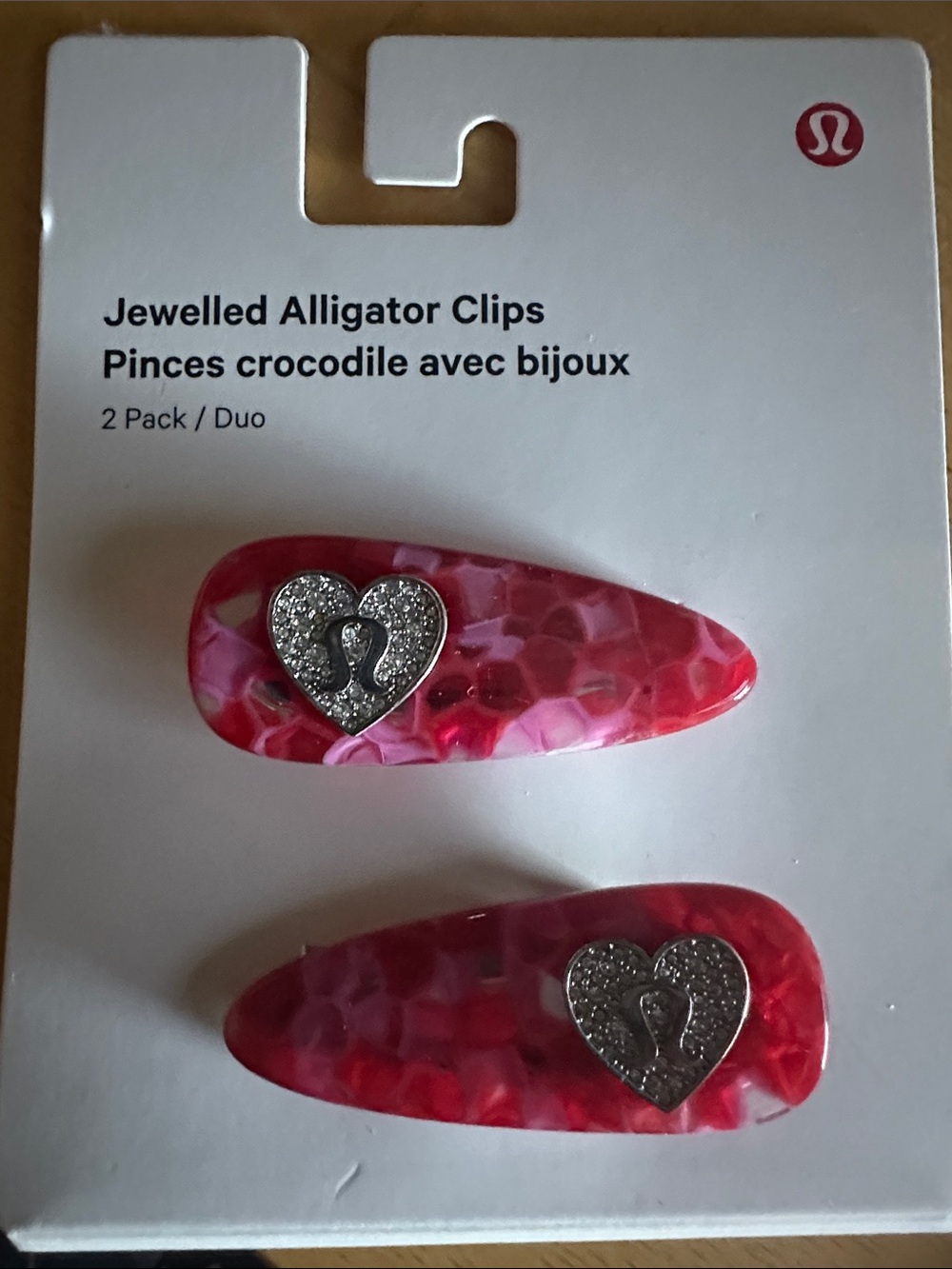 lululemon athletica Pink Jeweled Alligator Hair Clips - 2 Pack